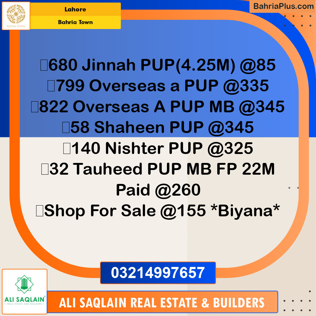 Residential Plot for Sale in Bahria Town, Lahore - (BP-226496)