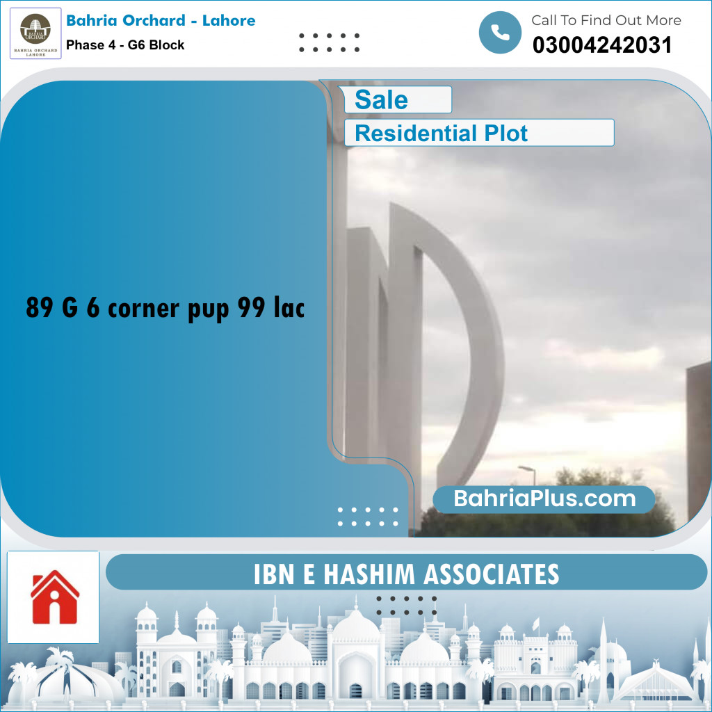 10 Marla Residential Plot for Sale in Phase 4 - G6 Block - Bahria Orchard, Lahore - (BP-226536)