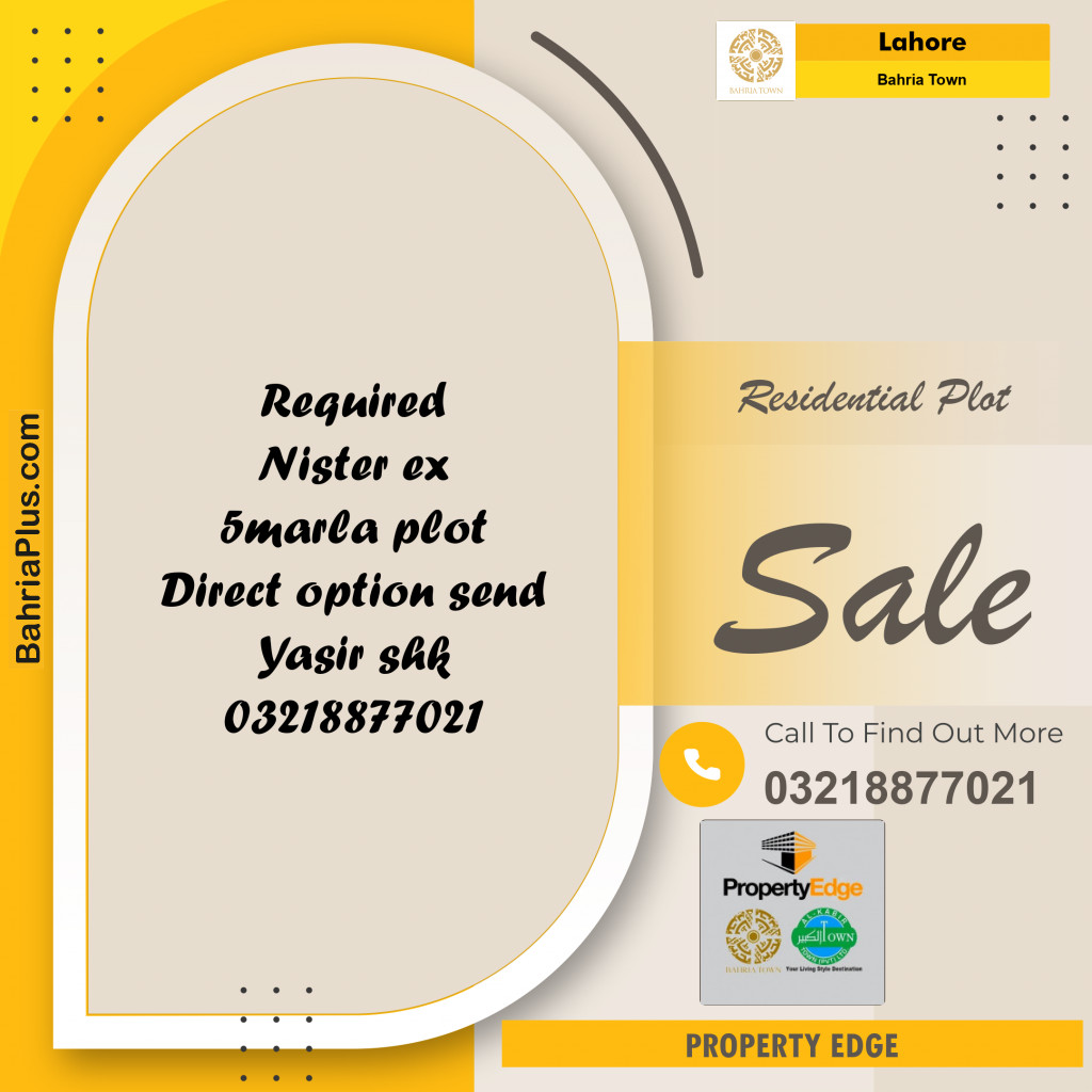 Residential Plot for Sale in Bahria Town, Lahore - (BP-226542)