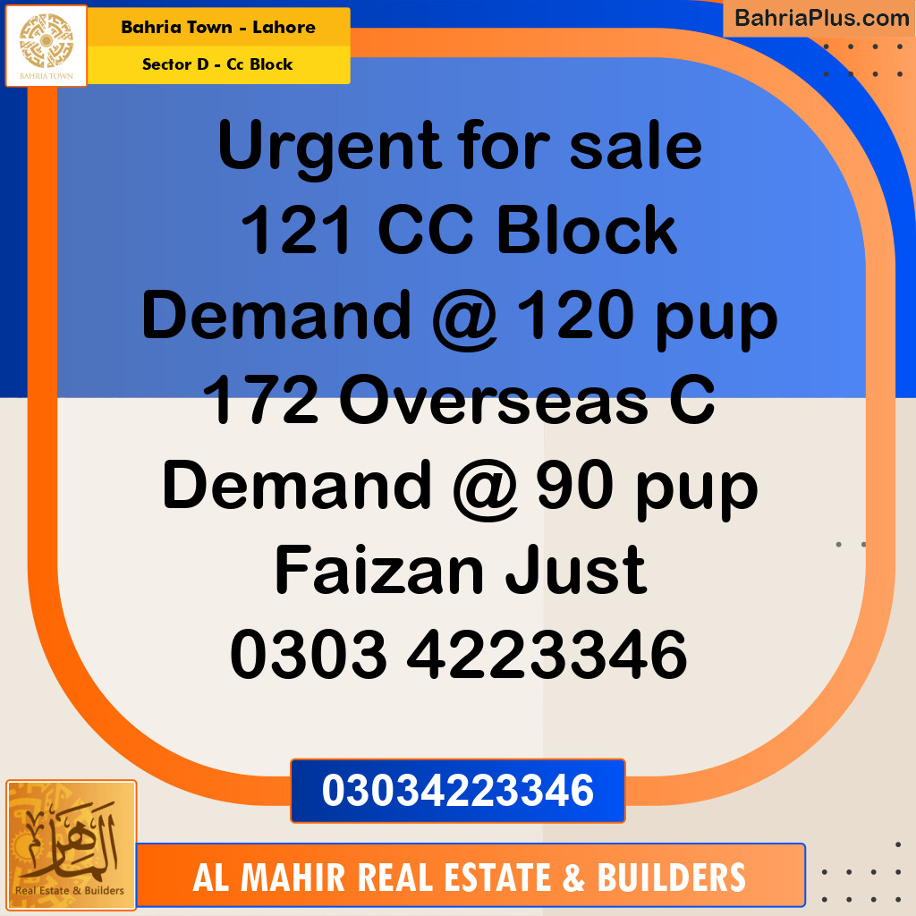 Residential Plot for Sale in Sector D - CC Block -  Bahria Town, Lahore - (BP-226568)