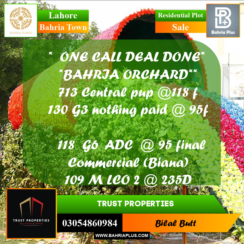 Residential Plot for Sale in Bahria Town, Lahore - (BP-226633)