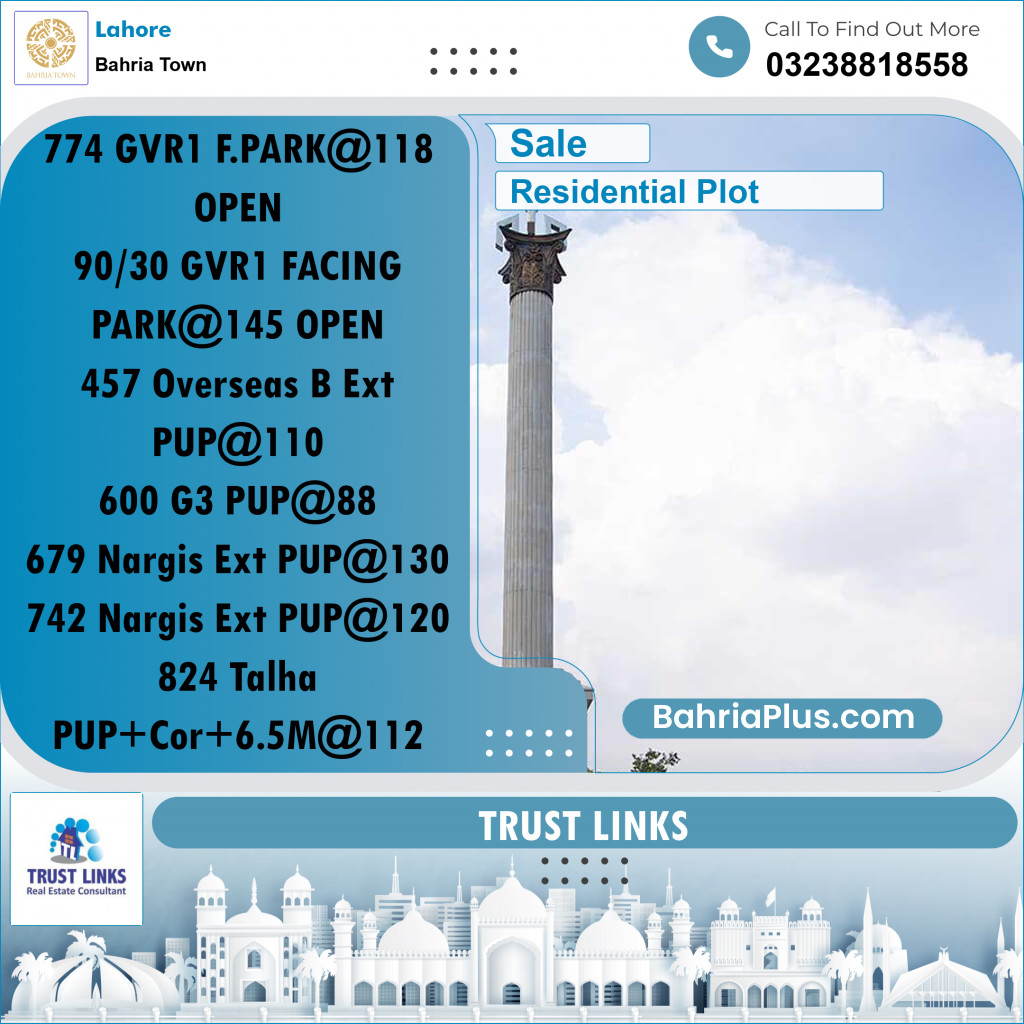 Residential Plot for Sale in Bahria Town, Lahore - (BP-226638)