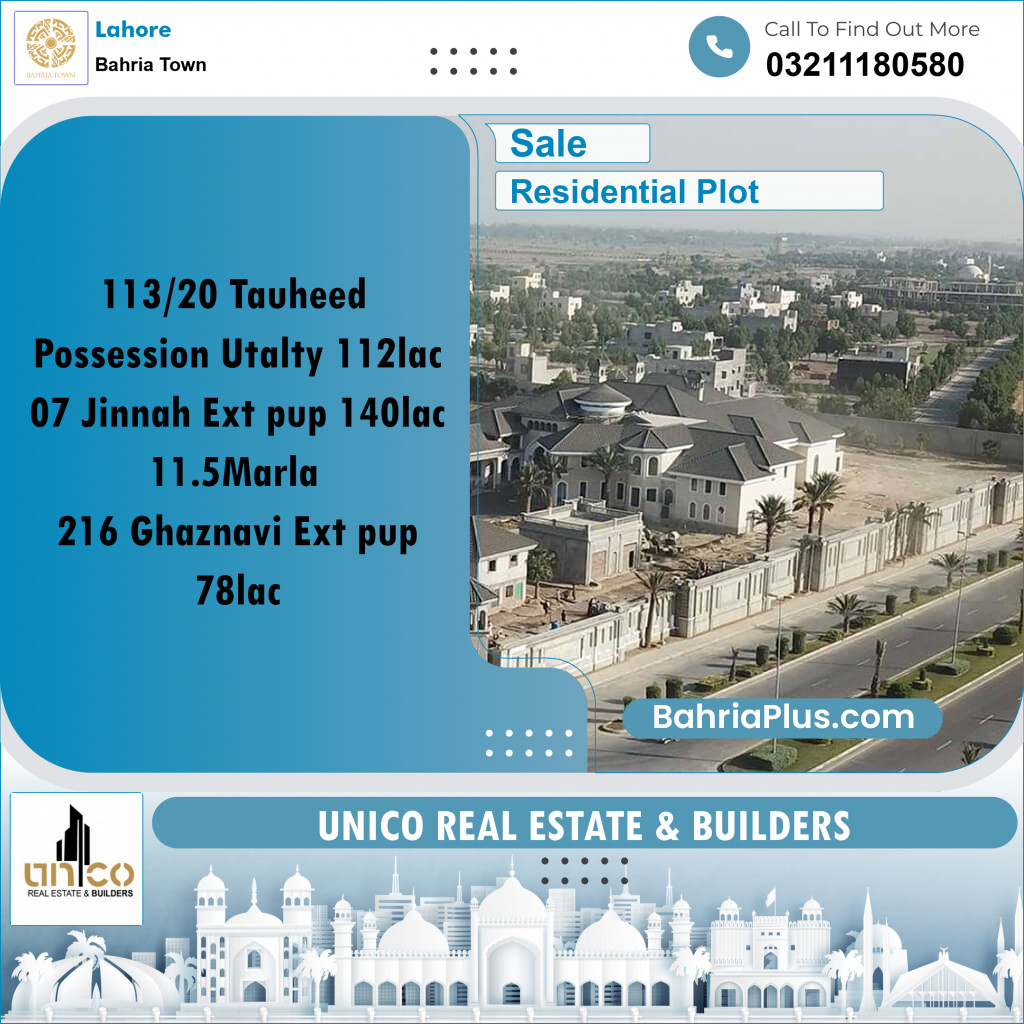 Residential Plot for Sale in Bahria Town, Lahore - (BP-226644)