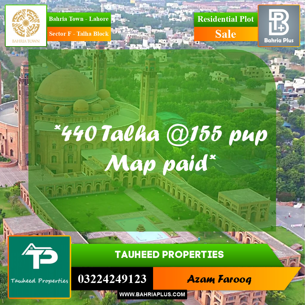10 Marla Residential Plot for Sale in Sector F - Talha Block -  Bahria Town, Lahore - (BP-226650)