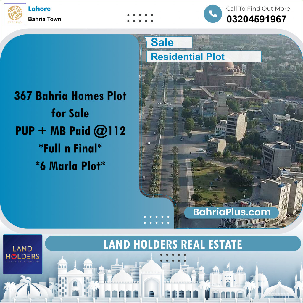 Residential Plot for Sale in Bahria Town, Lahore - (BP-226652)