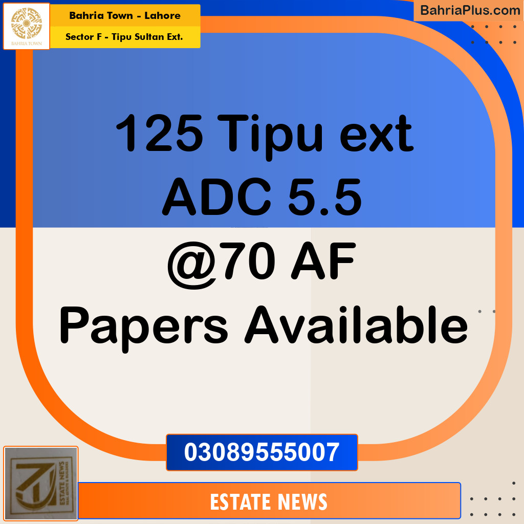 Residential Plot for Sale in Sector F - Tipu Sultan Ext. -  Bahria Town, Lahore - (BP-226675)