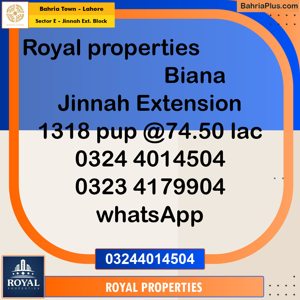 Residential Plot for Sale in Sector E - Jinnah Ext. Block - Bahria Town, Lahore - (BP-226684)