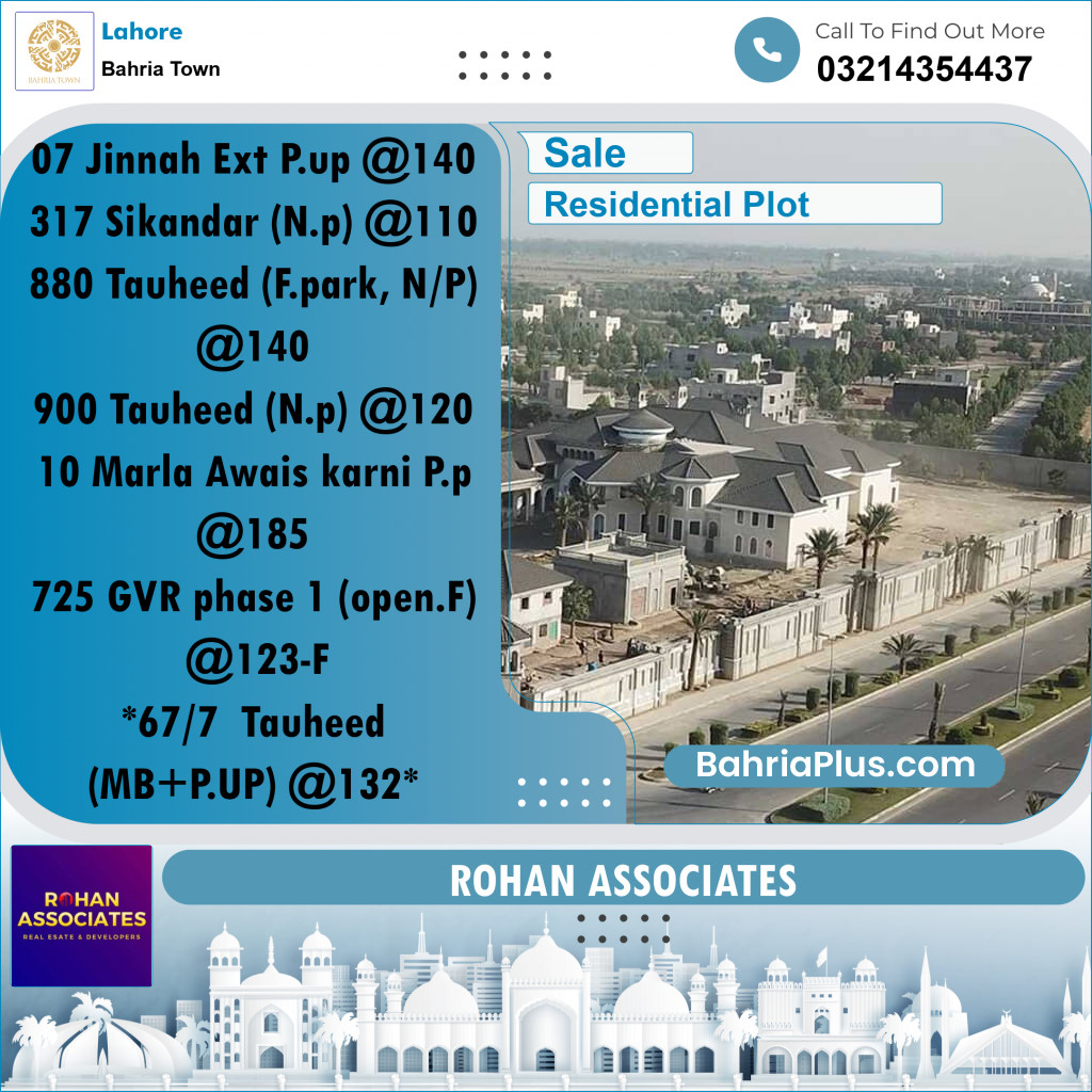 Residential Plot for Sale in Bahria Town, Lahore - (BP-226701)