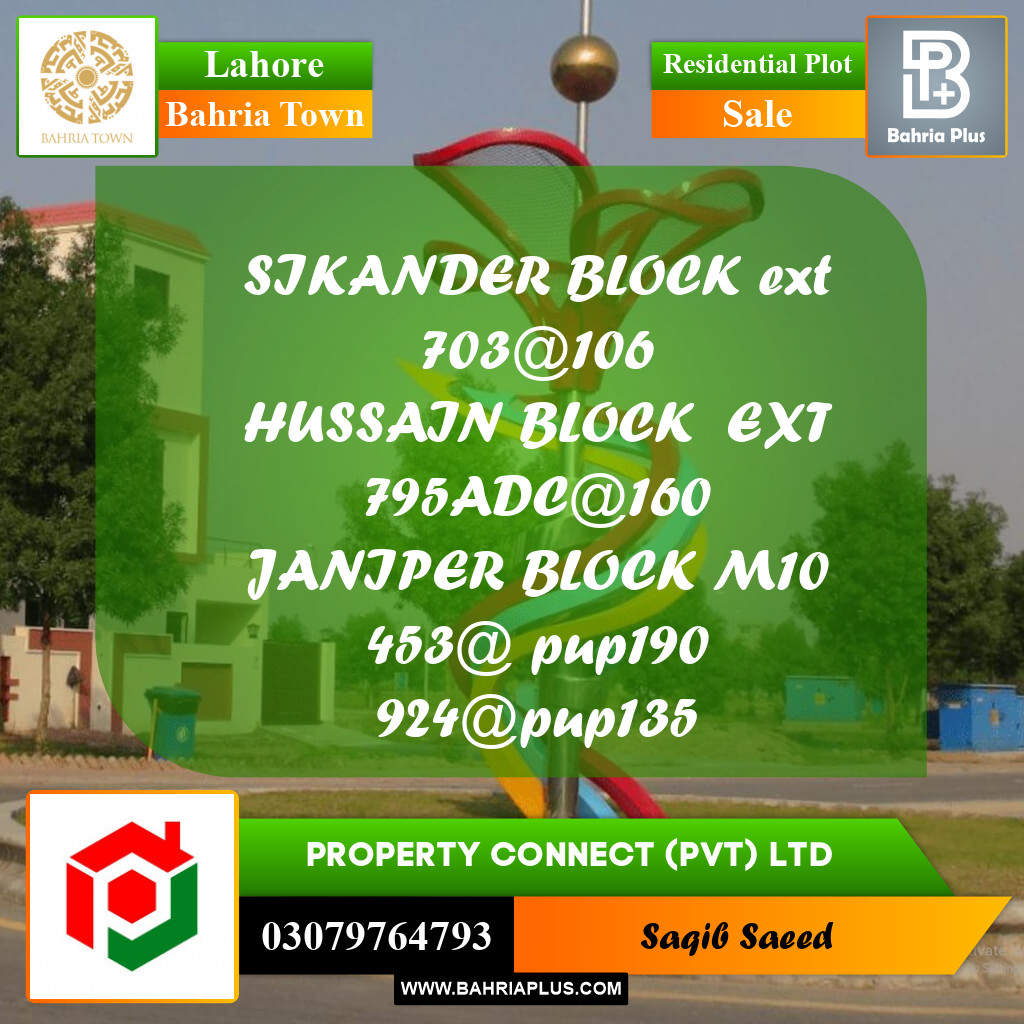 Residential Plot for Sale in Bahria Town, Lahore - (BP-226763)