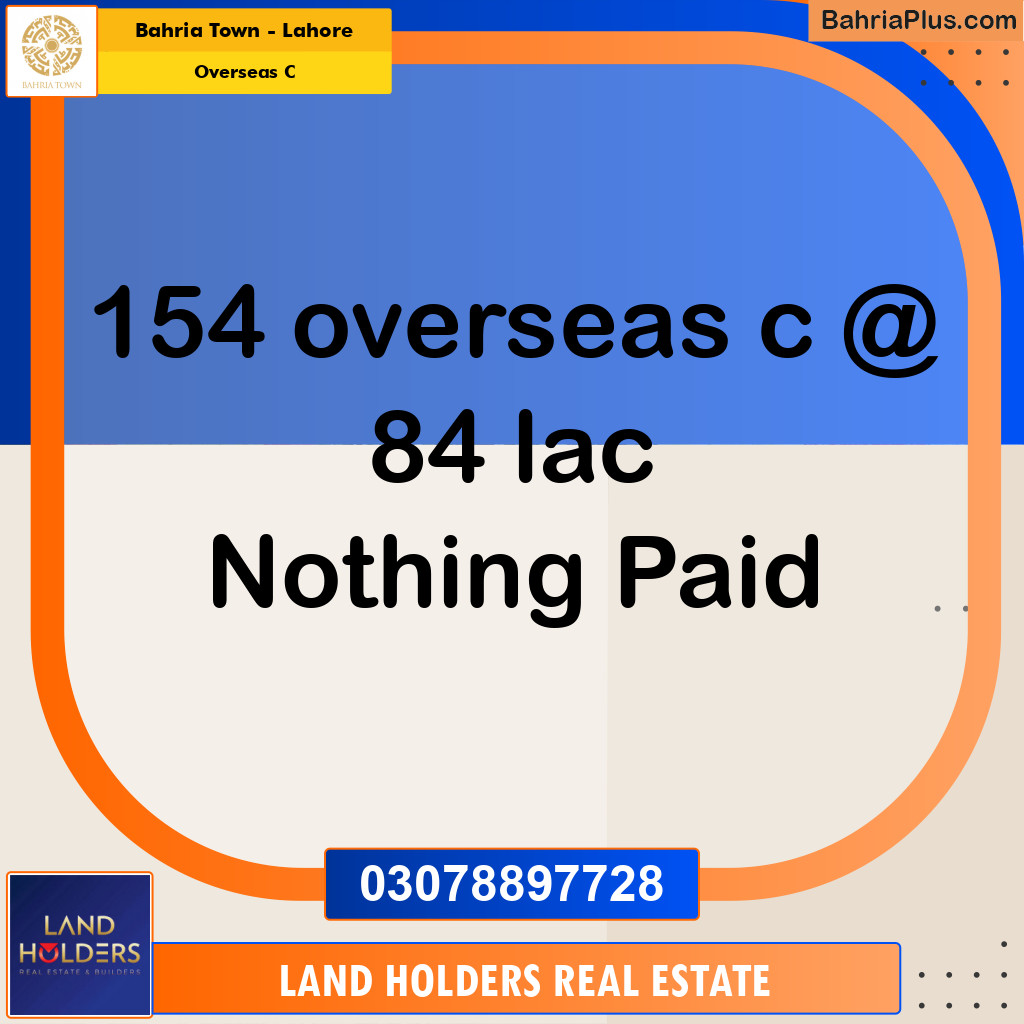 5 Marla Residential Plot for Sale in Overseas C - Bahria Town, Lahore - (BP-226789)