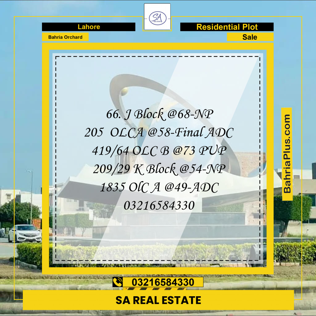 Residential Plot for Sale in Bahria Orchard, Lahore - (BP-226795)