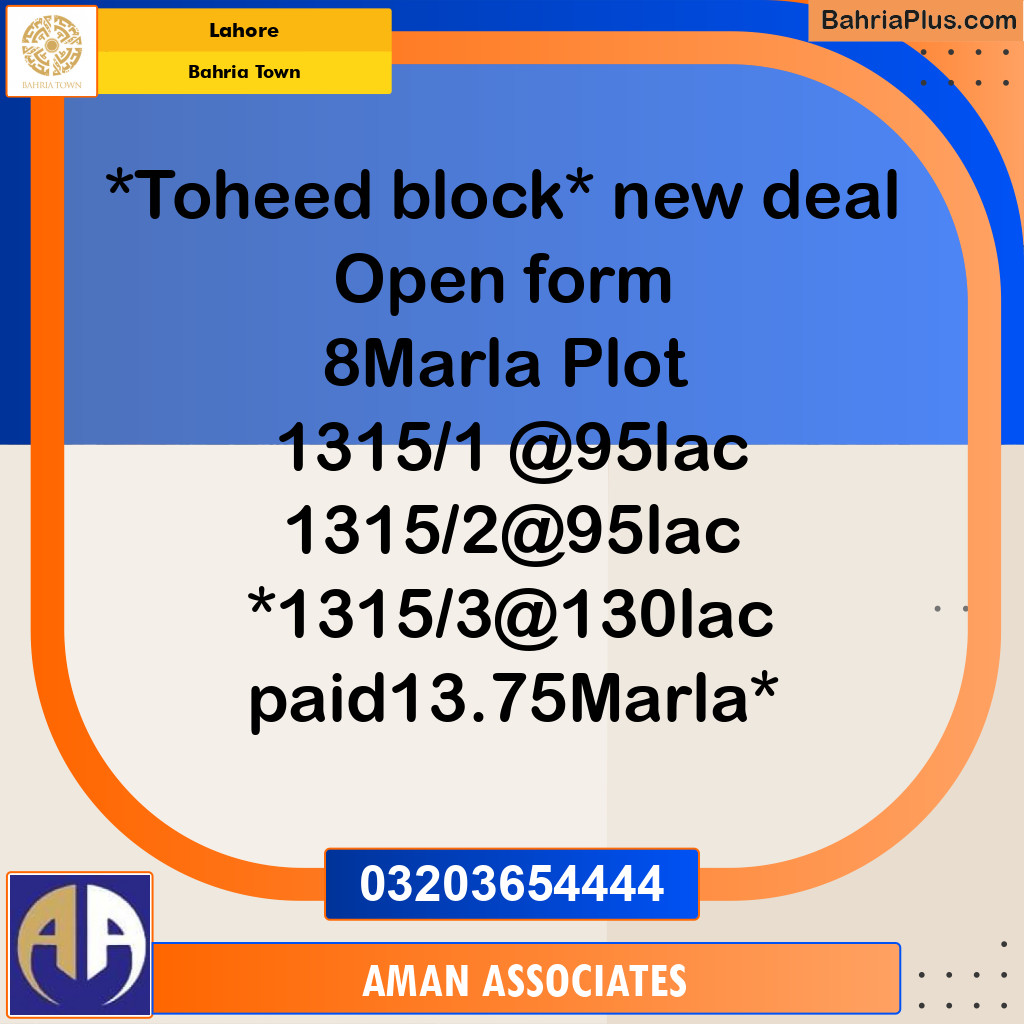 Residential Plot for Sale in Bahria Town, Lahore - (BP-226840)