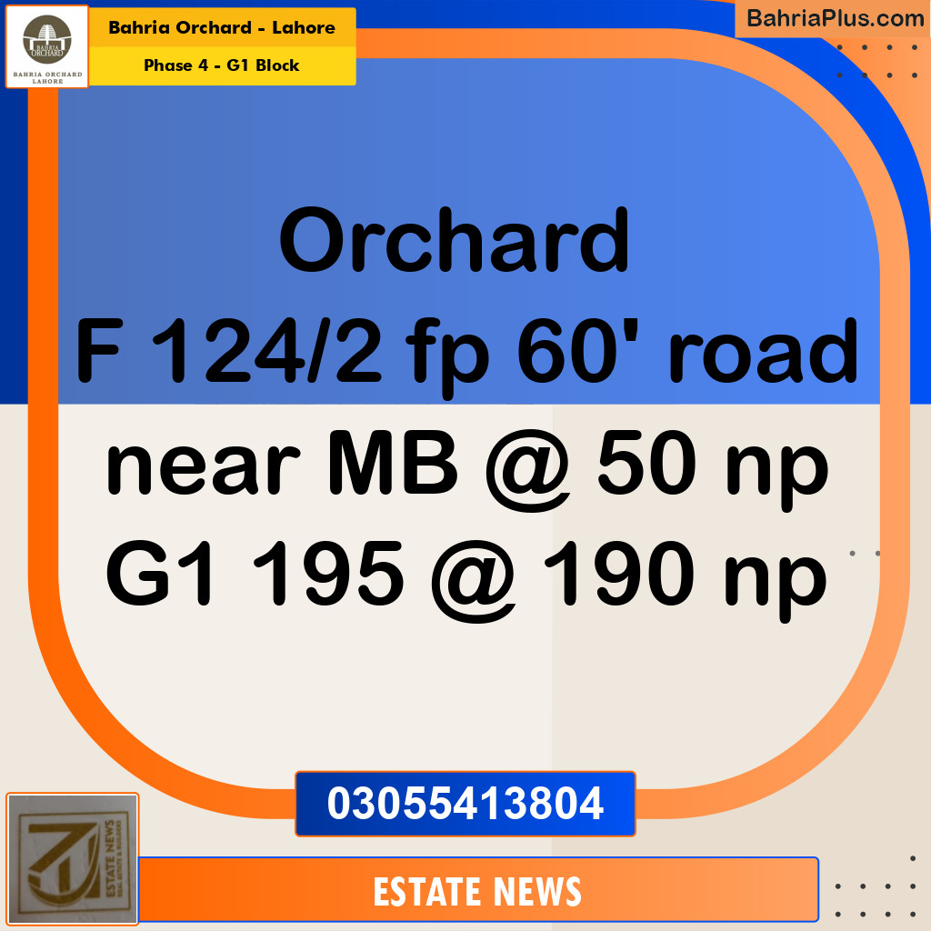 Residential Plot for Sale in Phase 4 - G1 Block -  Bahria Orchard, Lahore - (BP-226842)