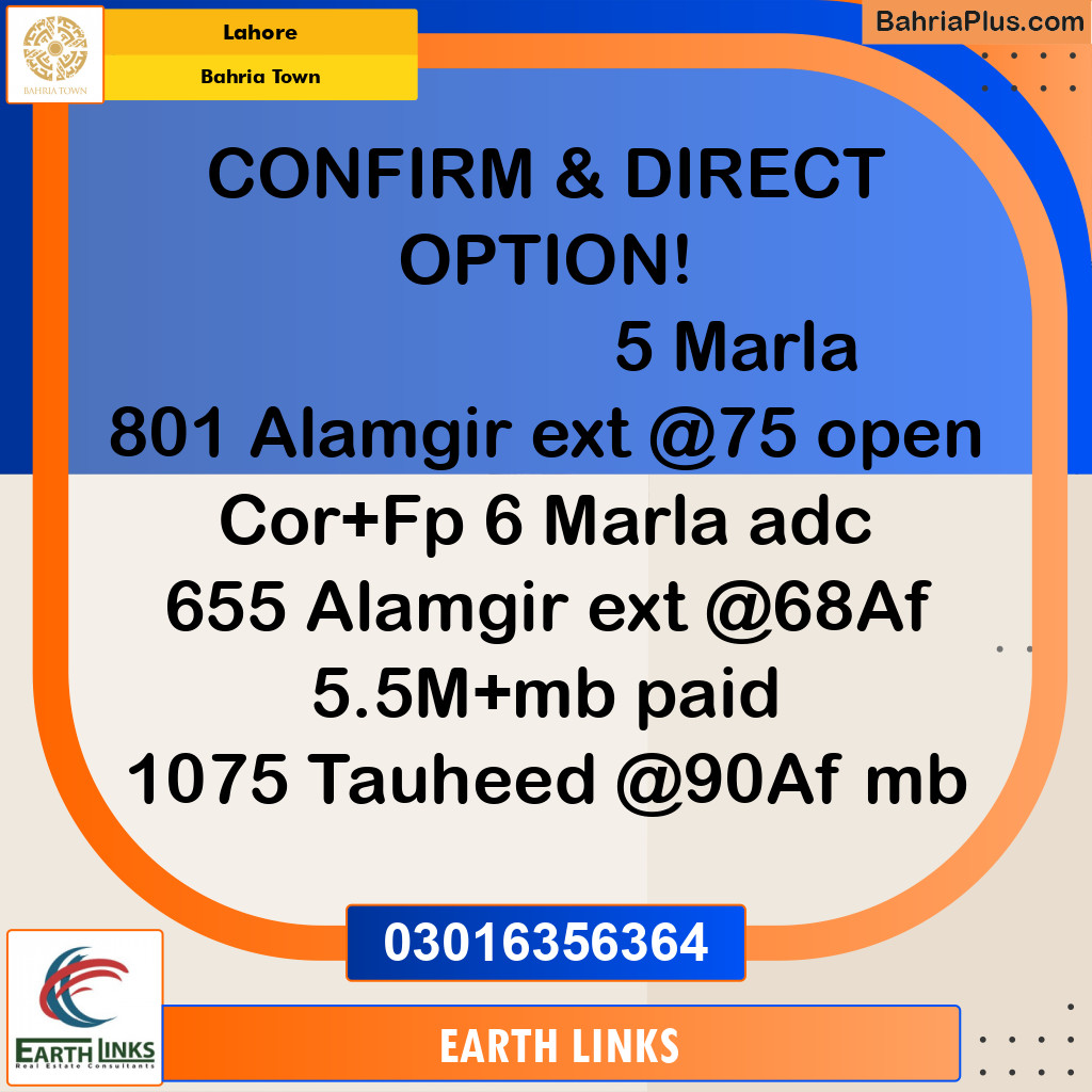 Residential Plot for Sale in Bahria Town, Lahore - (BP-226909)