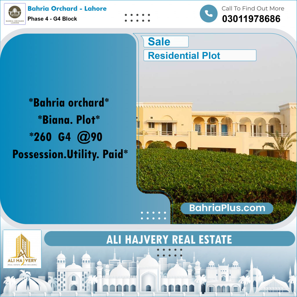 10 Marla Residential Plot for Sale in Phase 4 - G4 Block -  Bahria Orchard, Lahore - (BP-226995)