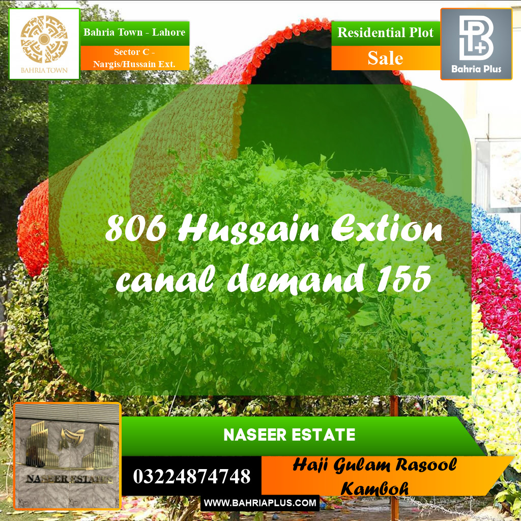 20 Marla Residential Plot for Sale in Sector C - Nargis/Hussain Ext. -  Bahria Town, Lahore - (BP-227027)