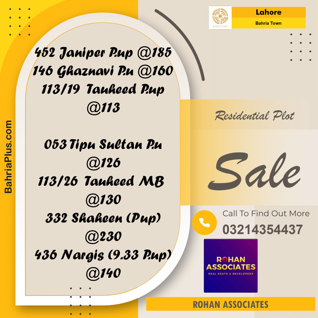 Residential Plot for Sale in Bahria Town, Lahore - (BP-227038)
