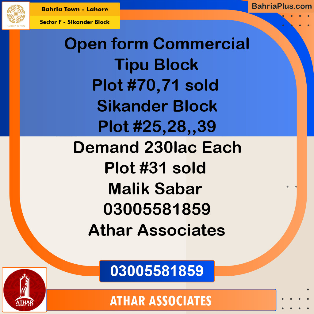 5 Marla Residential Plot for Sale in Sector F - Sikander Block - Bahria Town, Lahore - (BP-227043)