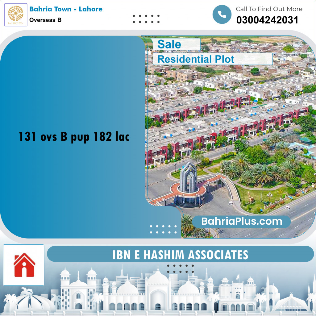 10 Marla Residential Plot for Sale in Overseas B -  Bahria Town, Lahore - (BP-227094)