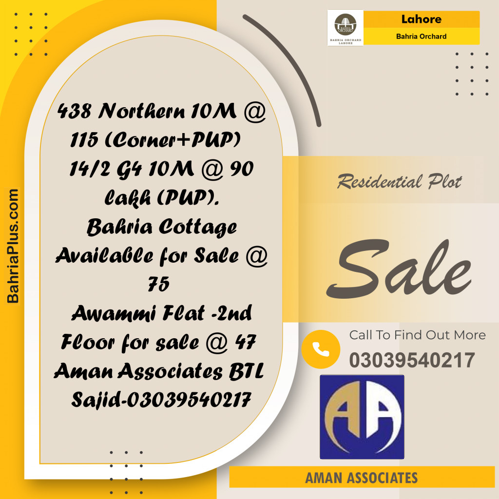 10 Marla Residential Plot for Sale in Bahria Orchard, Lahore - (BP-227105)