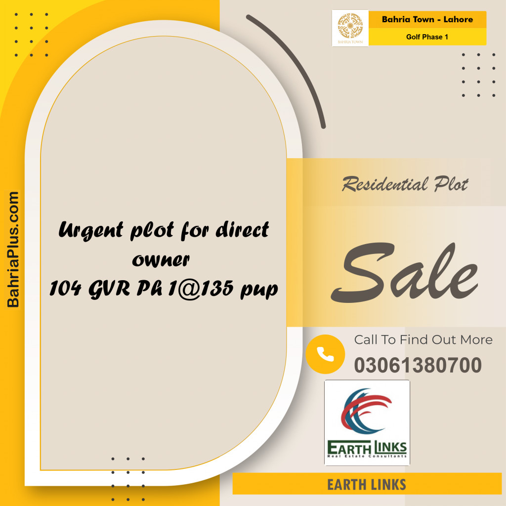 20 Kanal Residential Plot for Sale in Golf Phase 1 -  Bahria Town, Lahore - (BP-227114)