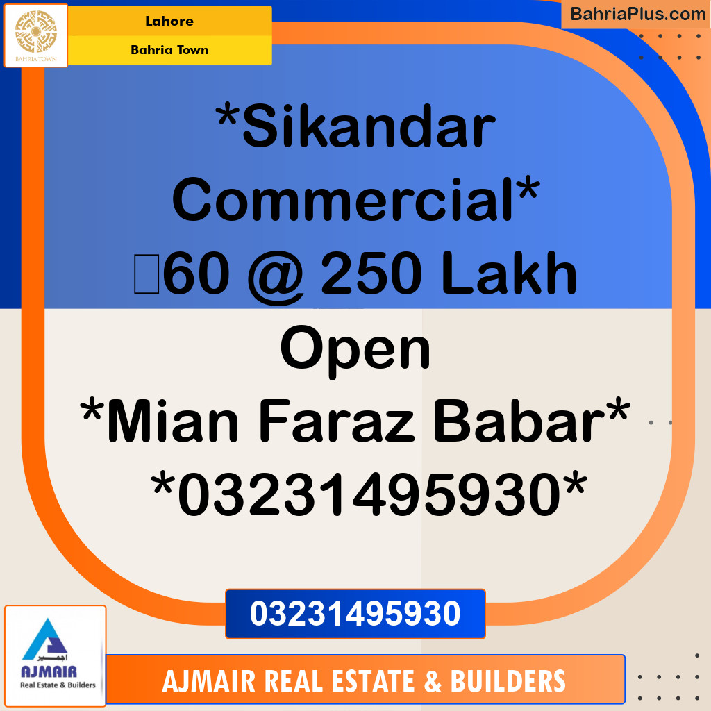 Commercial Plot for Sale in Bahria Town, Lahore - (BP-227115)