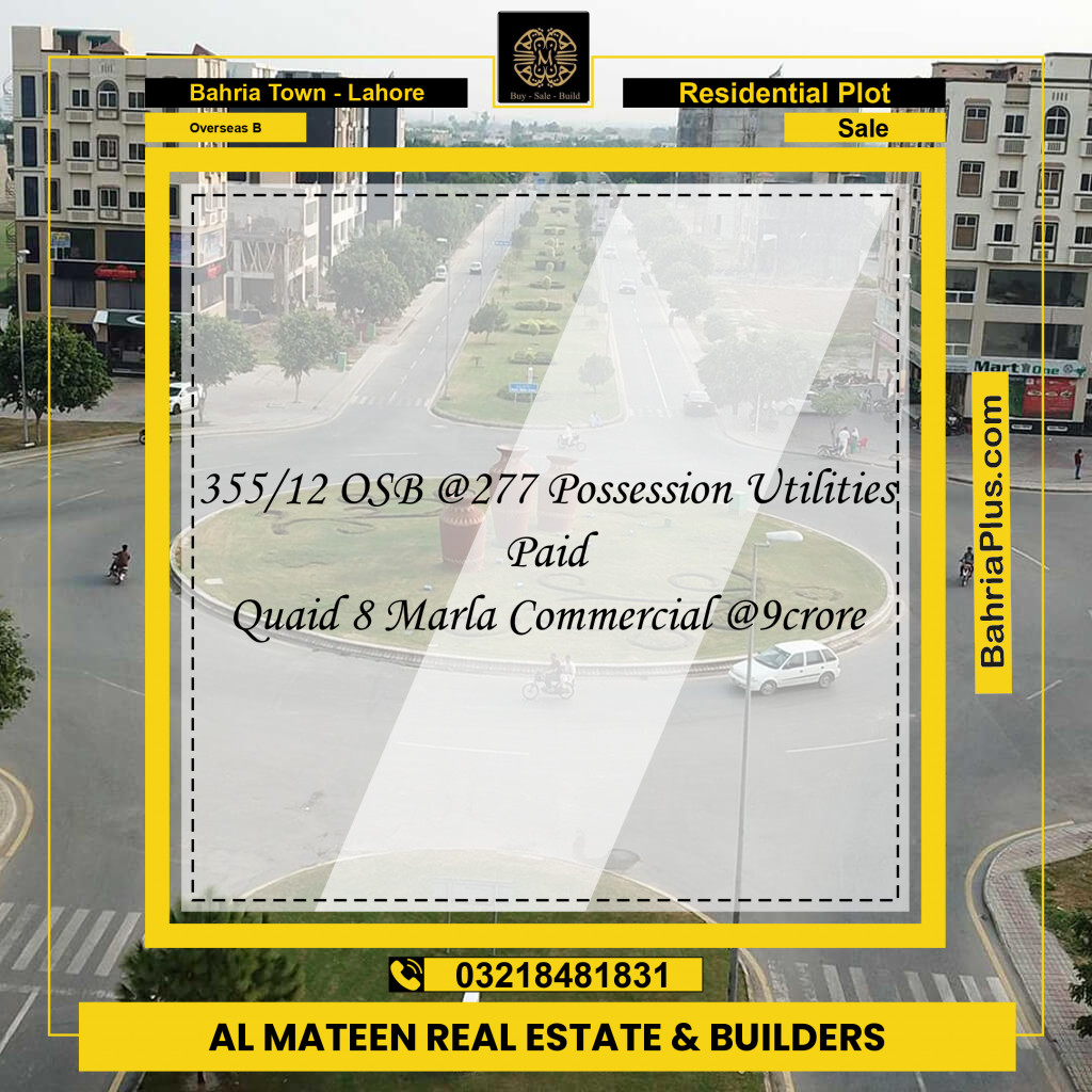1 Kanal Residential Plot for Sale in Overseas B -  Bahria Town, Lahore - (BP-227118)