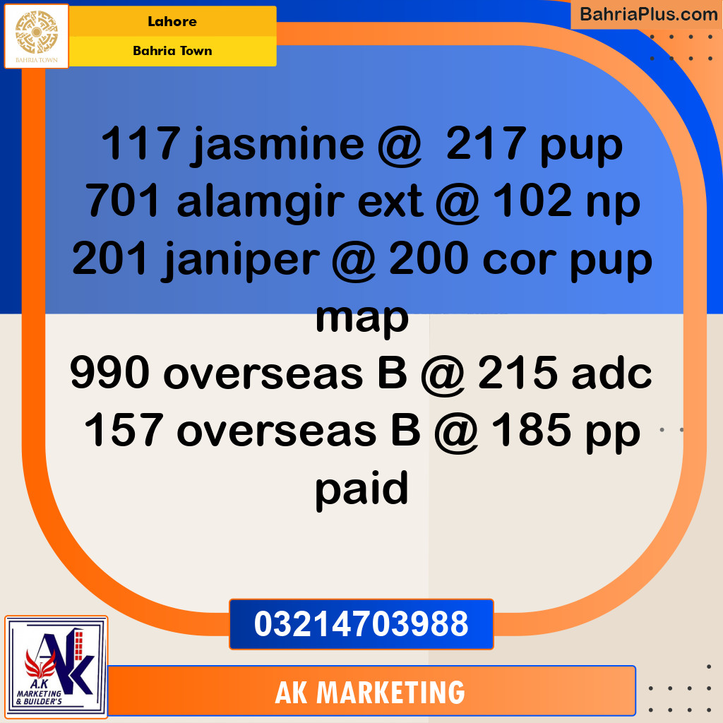 Residential Plot for Sale in Bahria Town, Lahore - (BP-227183)