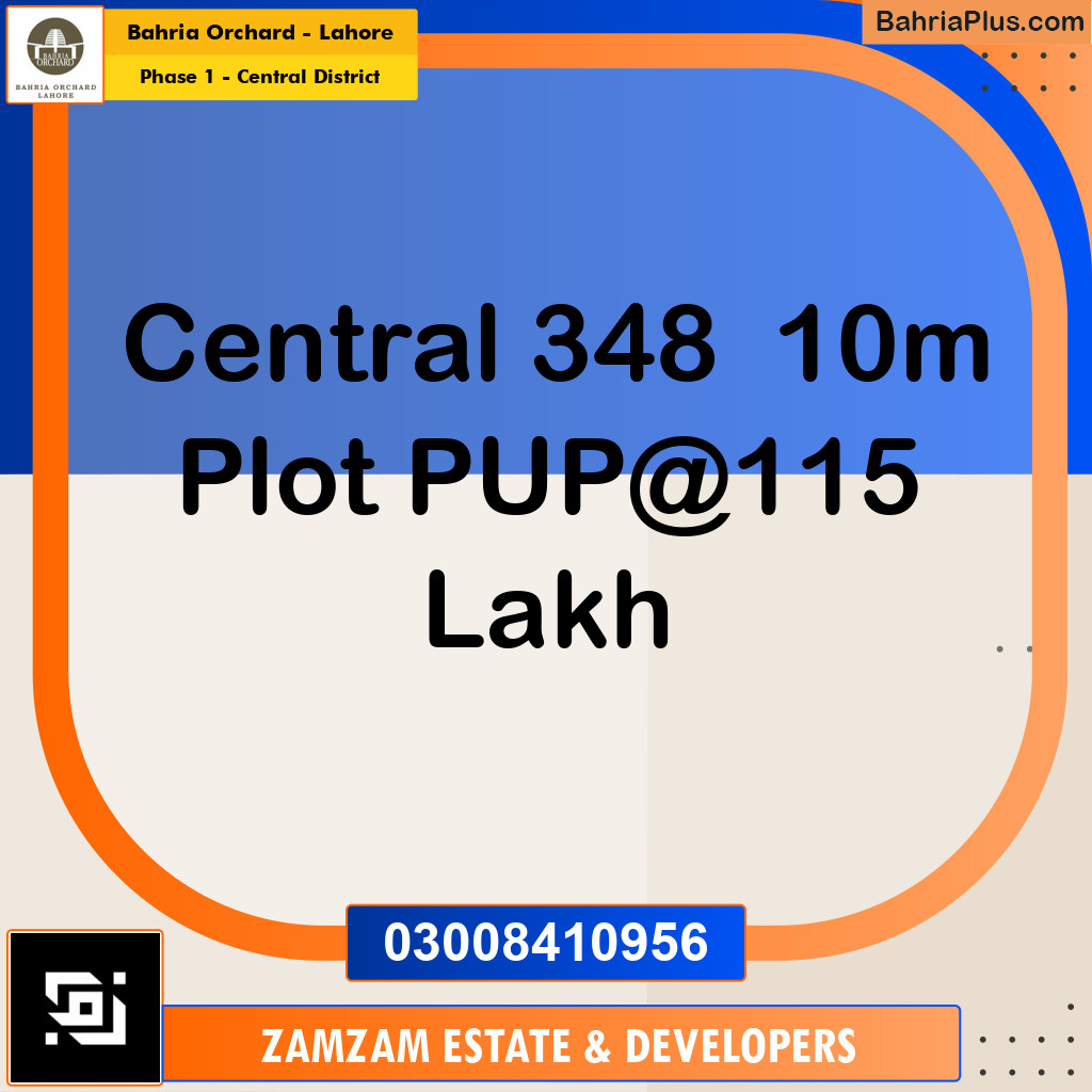 10 Marla Residential Plot for Sale in Phase 1 - Central District -  Bahria Orchard, Lahore - (BP-227228)