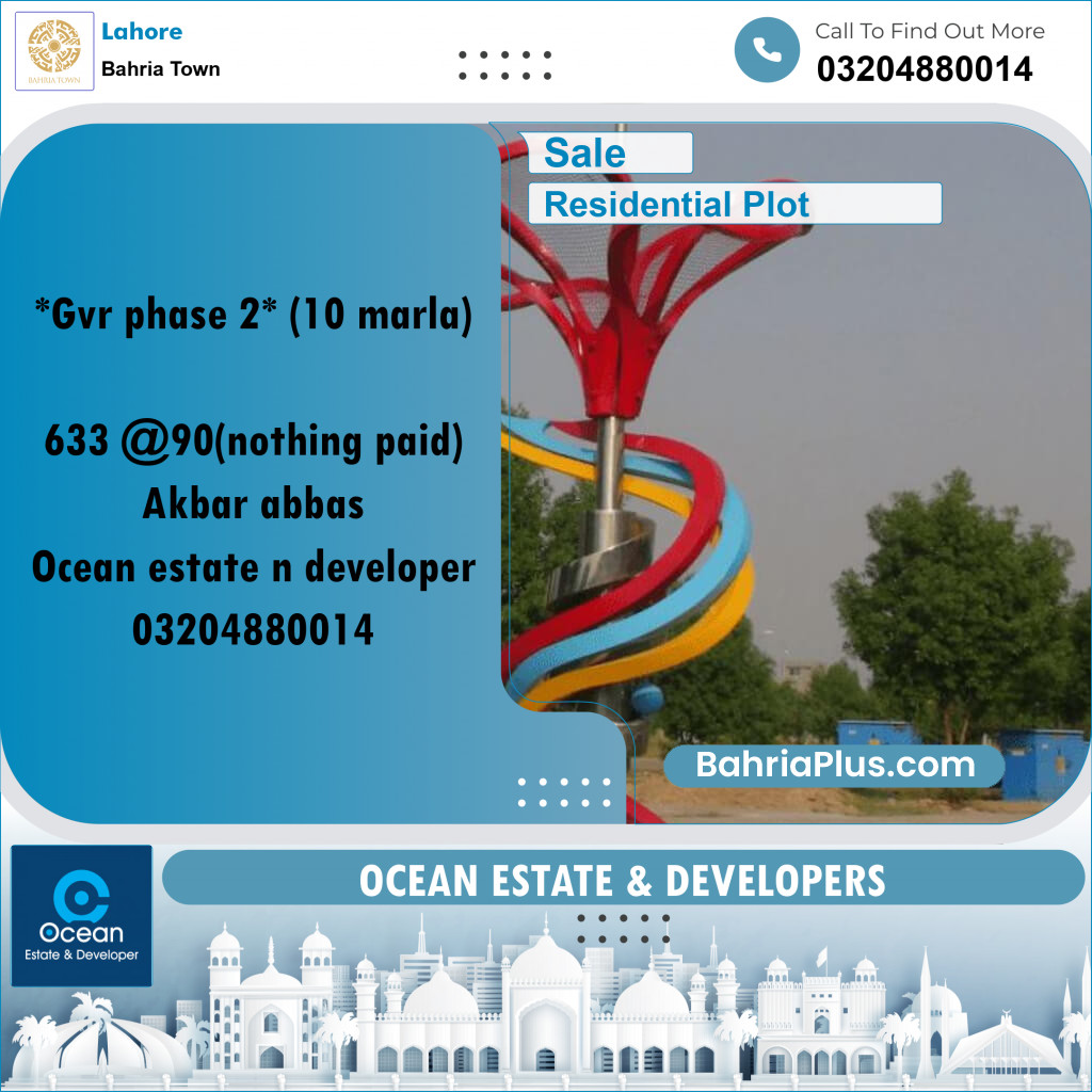 Residential Plot for Sale in Bahria Town, Lahore - (BP-227245)
