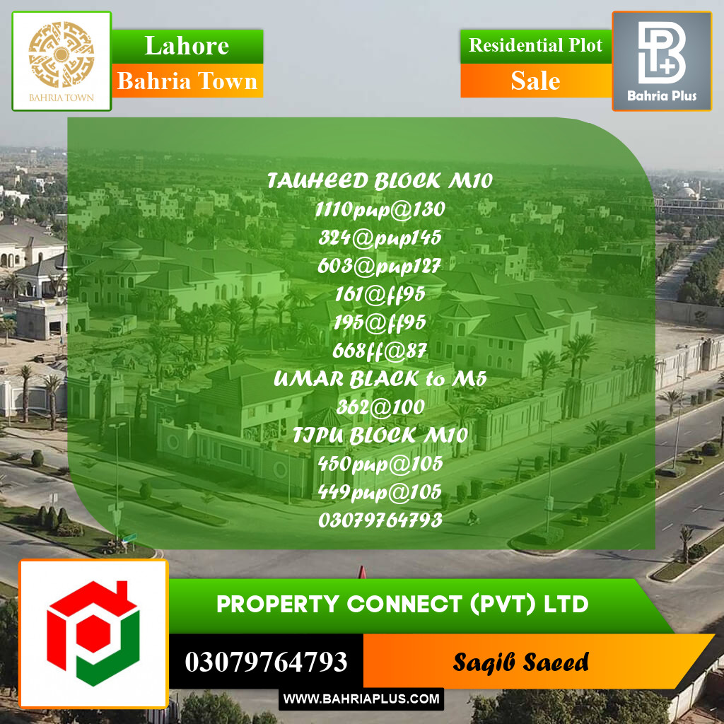 Residential Plot for Sale in Bahria Town, Lahore - (BP-227256)