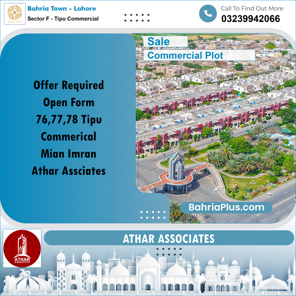 5 Marla Commercial Plot for Sale in Sector F - Tipu Commercial -  Bahria Town, Lahore - (BP-227290)