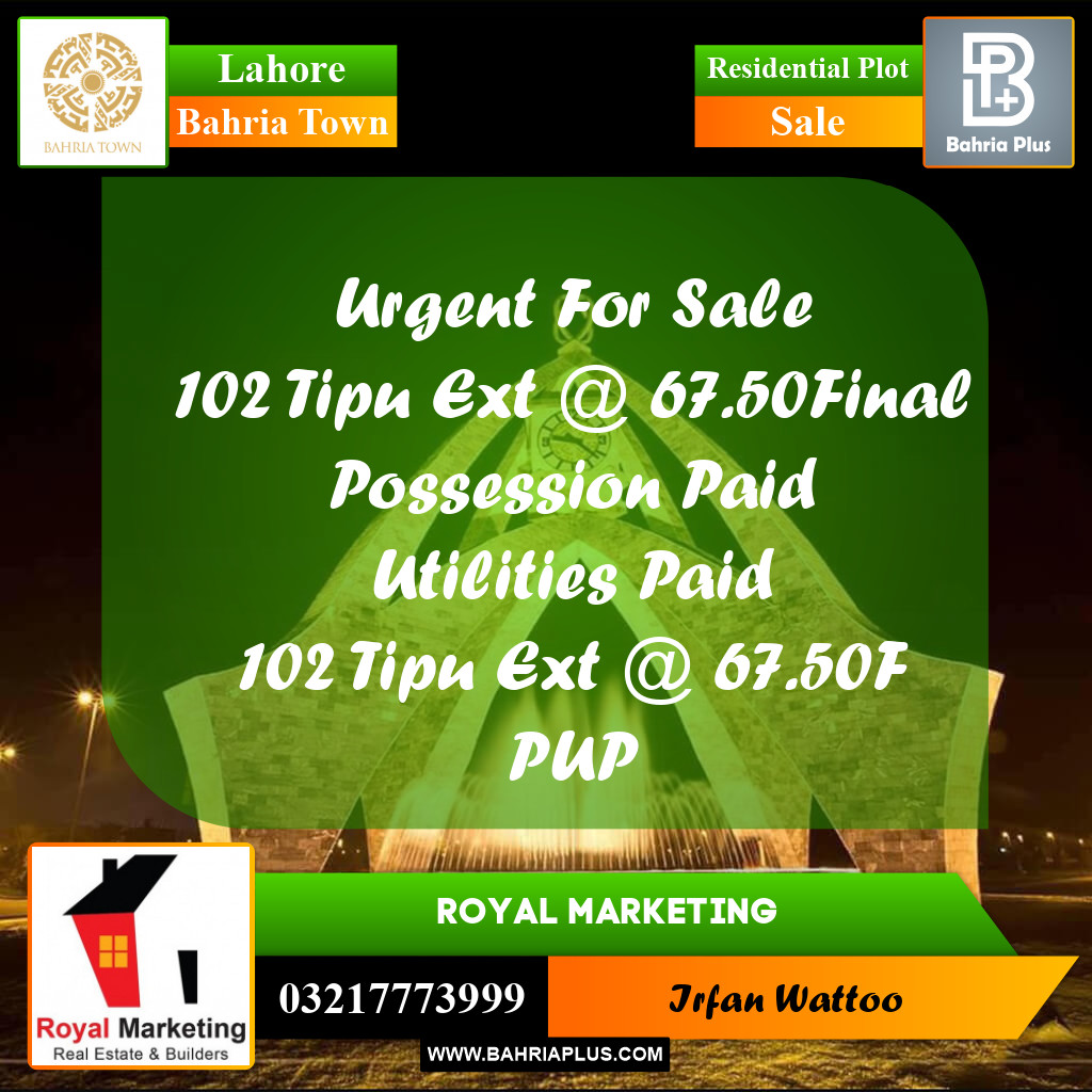 Residential Plot for Sale in Bahria Town, Lahore - (BP-227319)