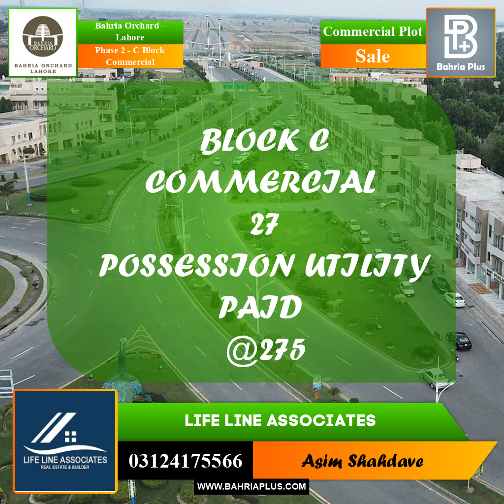 4 Marla Commercial Plot for Sale in Phase 2 - C Block Commercial -  Bahria Orchard, Lahore - (BP-227354)