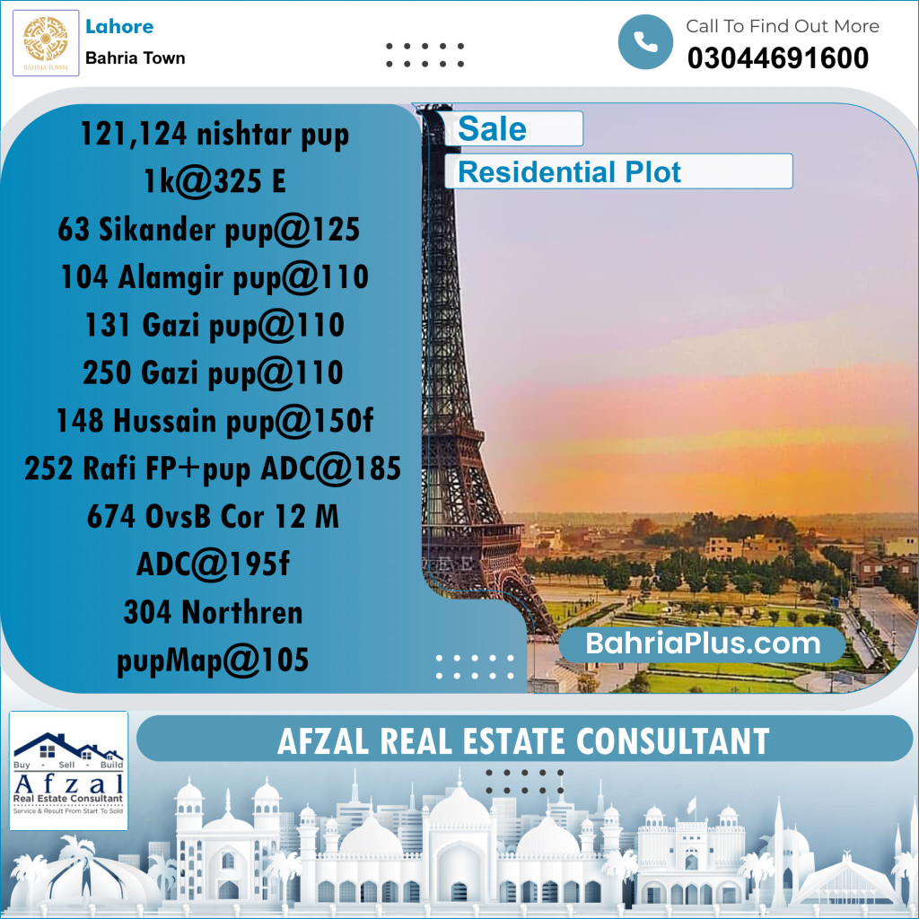 Residential Plot for Sale in Bahria Town, Lahore - (BP-227360)