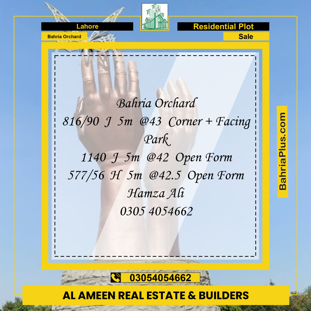 5 Marla Residential Plot for Sale in Bahria Orchard, Lahore - (BP-227369)