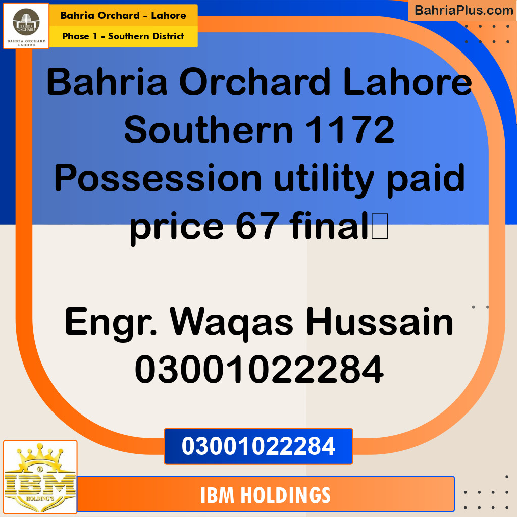 8 Marla Residential Plot for Sale in Phase 1 - Southern District - Bahria Orchard, Lahore - (BP-227378)