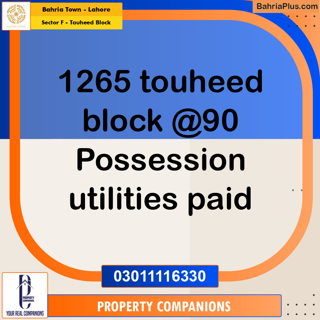 10 Marla Residential Plot for Sale in Sector F - Tauheed Block -  Bahria Town, Lahore - (BP-227400)