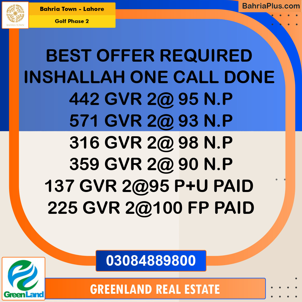 10 Marla Residential Plot for Sale in Golf Phase 2 -  Bahria Town, Lahore - (BP-227434)