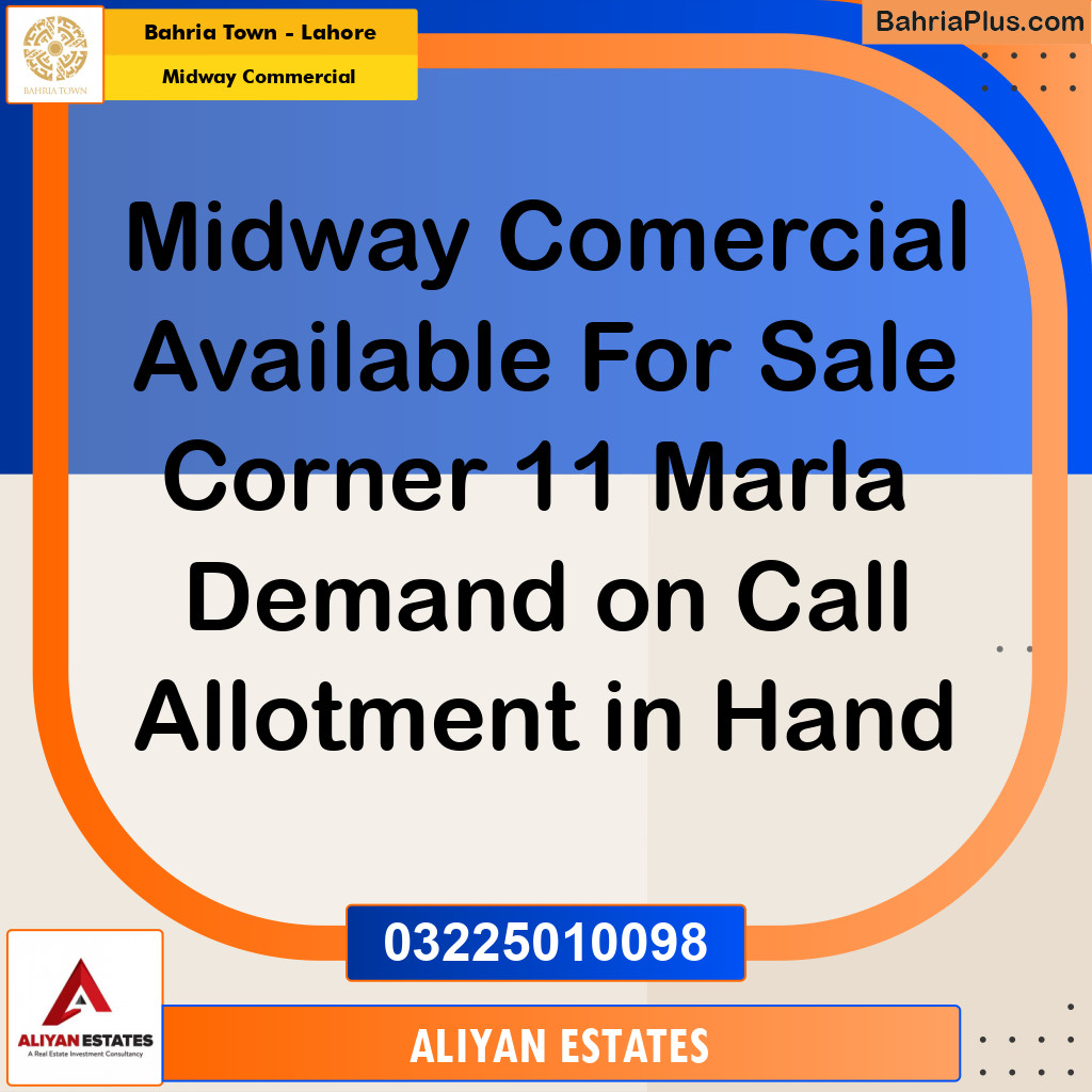 11 Marla Commercial Plot for Sale in Midway Commercial - Bahria Town, Lahore - (BP-227462)