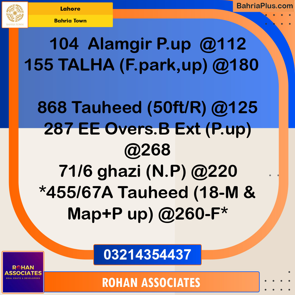 Residential Plot for Sale in Bahria Town, Lahore - (BP-227473)