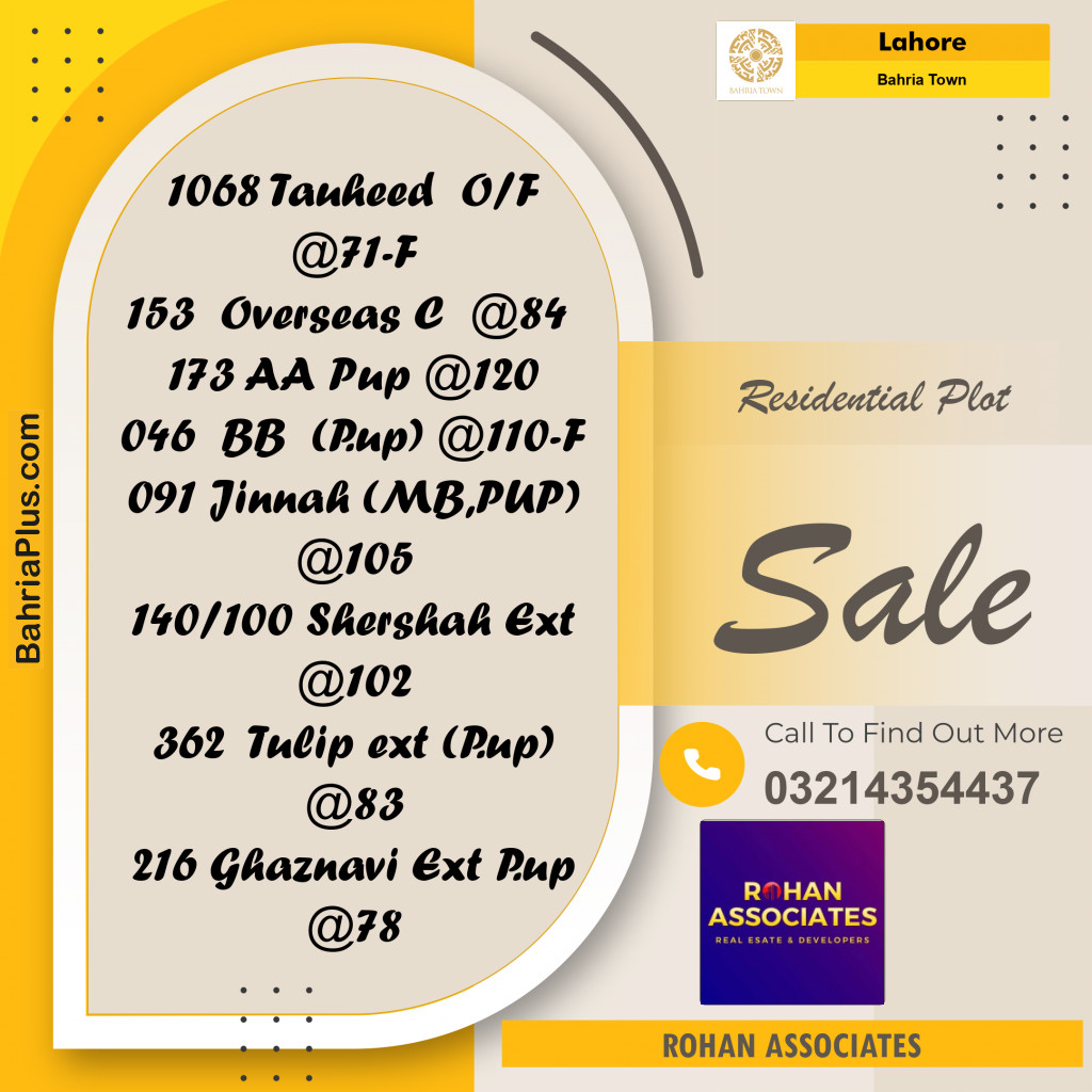 Residential Plot for Sale in Bahria Town, Lahore - (BP-227475)