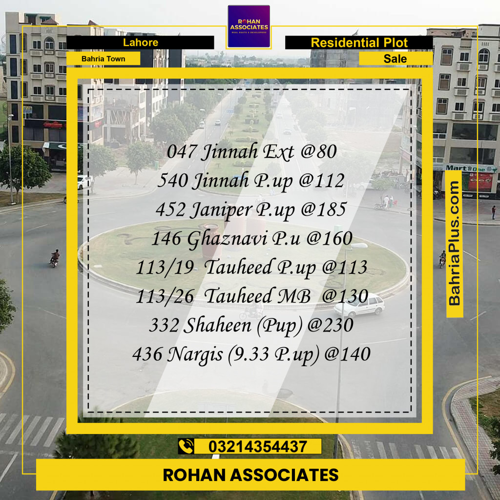 Residential Plot for Sale in Bahria Town, Lahore - (BP-227476)