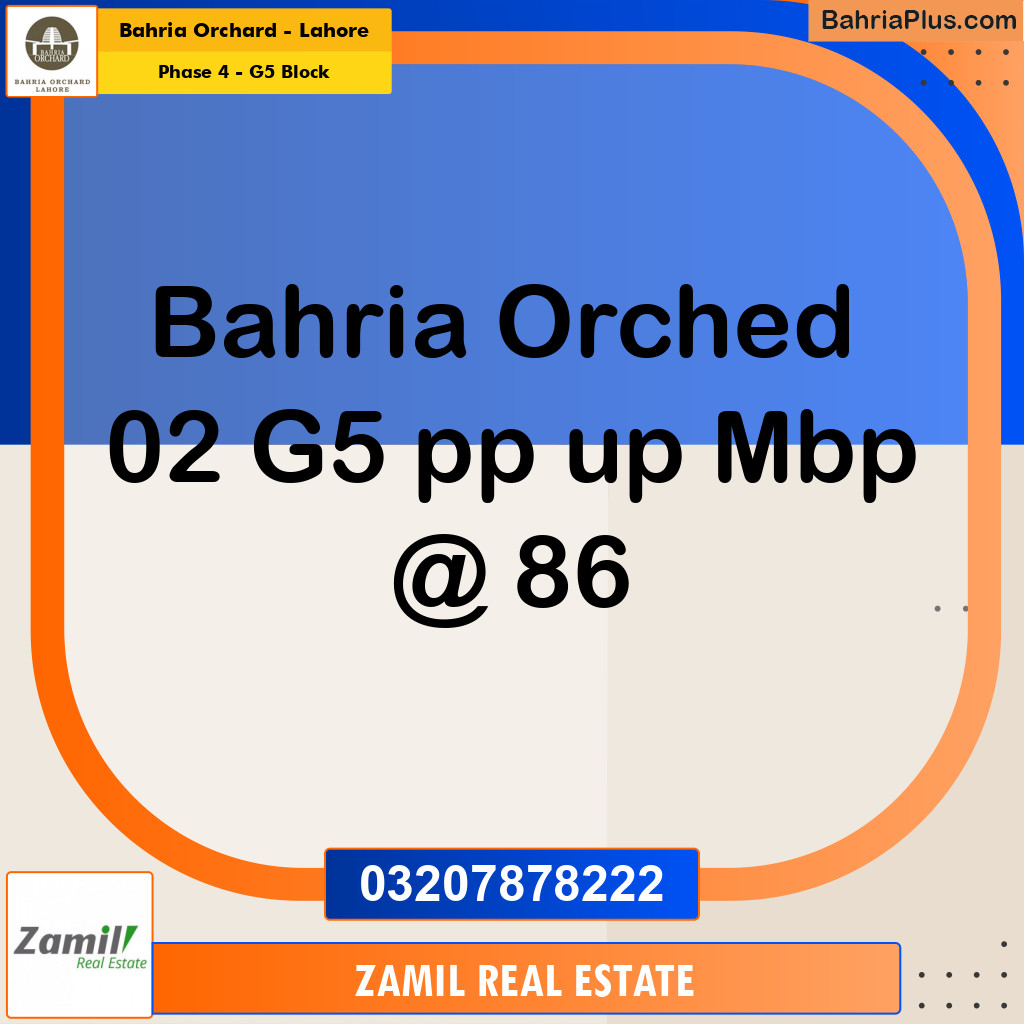 10 Marla Residential Plot for Sale in Phase 4 - G5 Block -  Bahria Orchard, Lahore - (BP-227482)