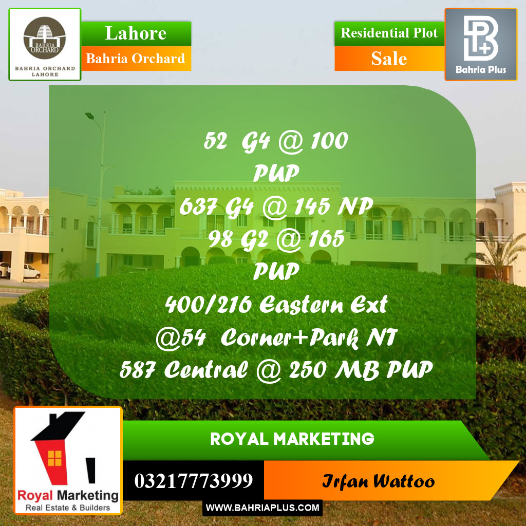 Residential Plot for Sale in Bahria Orchard, Lahore - (BP-227528)