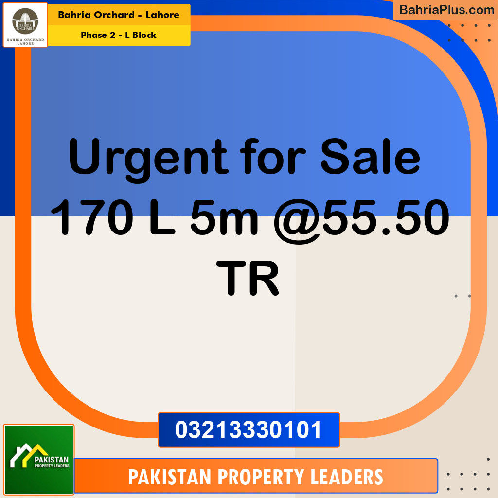 5 Marla Residential Plot for Sale in Phase 2 - L Block -  Bahria Orchard, Lahore - (BP-227532)