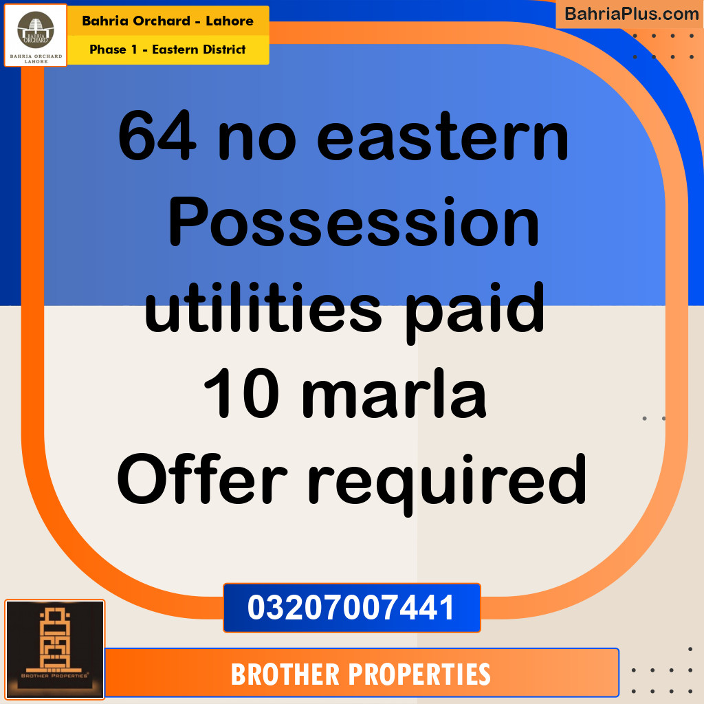 10 Marla Residential Plot for Sale in Phase 1 - Eastern District -  Bahria Orchard, Lahore - (BP-227578)