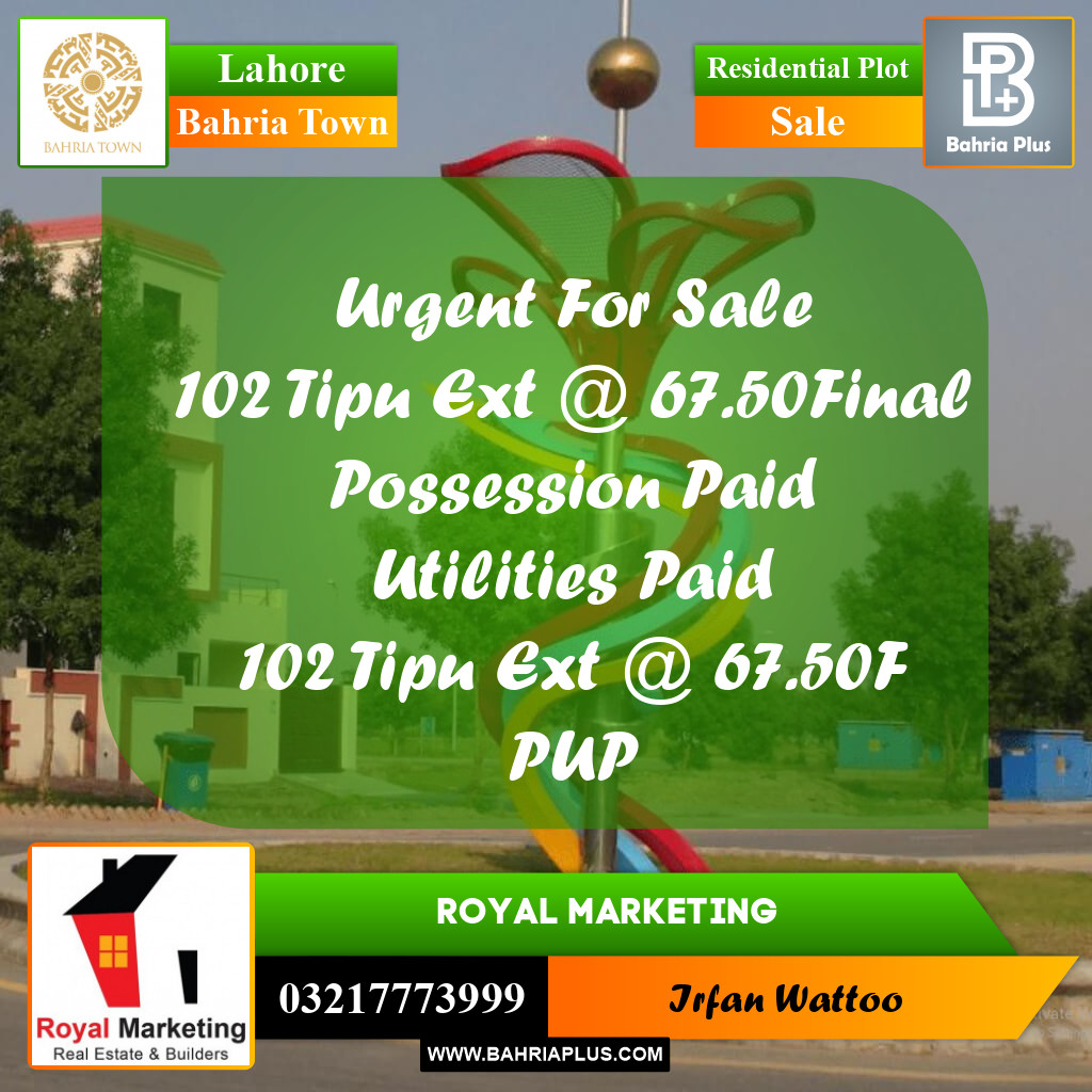 Residential Plot for Sale in Bahria Town, Lahore - (BP-227651)