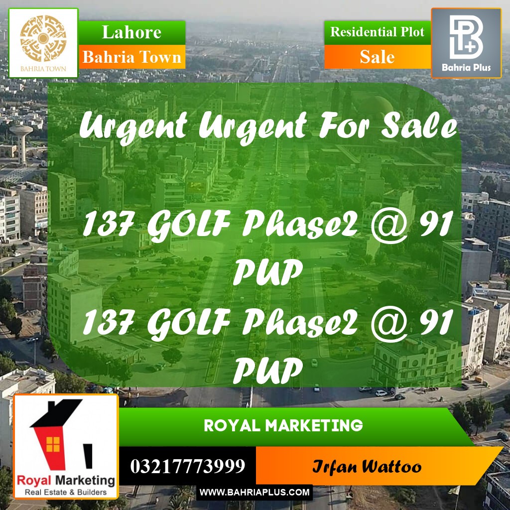 Residential Plot for Sale in Bahria Town, Lahore - (BP-227653)