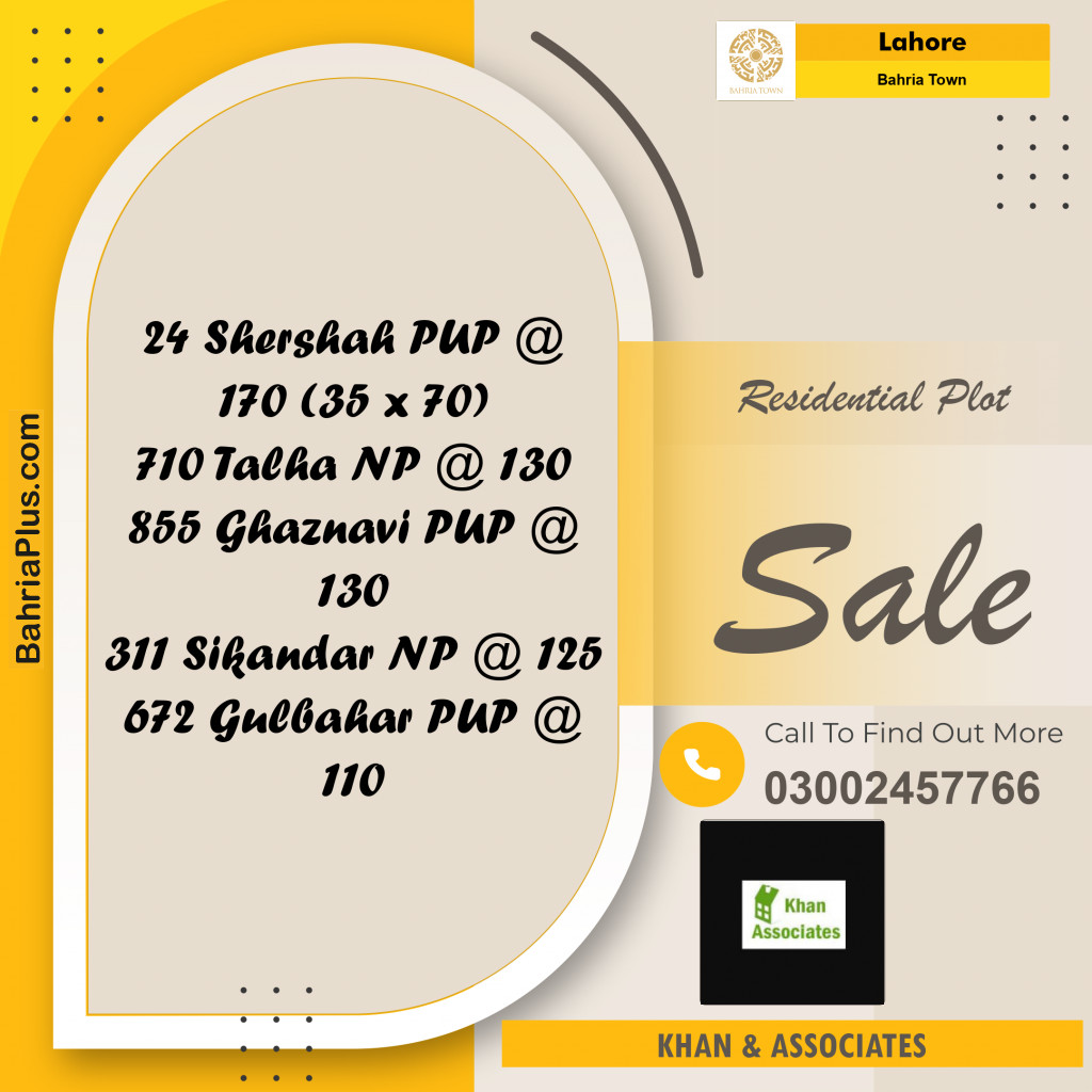 Residential Plot for Sale in Bahria Town, Lahore - (BP-227655)